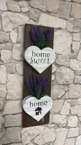 Placa decorativa com lavandas 50x15