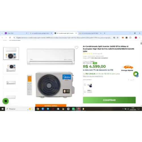 2X AR CONDICIONADO MIDEA 24.000 BTUs INVERTER TOP DE LINHA + 1 CORTINA DE AR 180CM