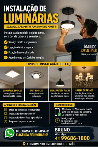 Luminária de Teto Instalada com Segurança em Curitiba