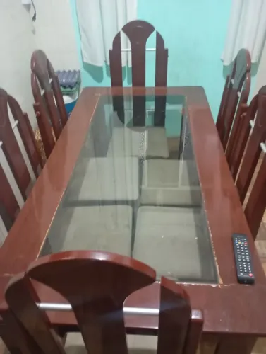 Mesa 6 lugares tampo vidro