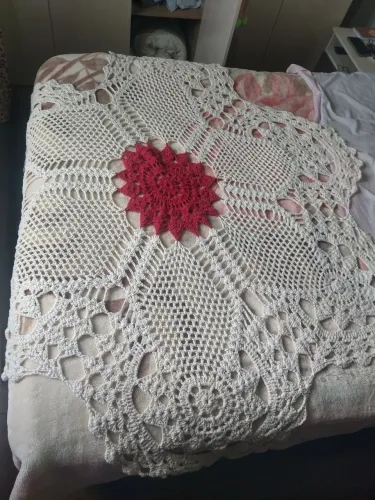 Toalha de mesa barbante crochê