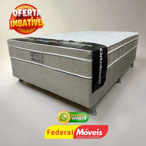 Cama Casal Box Colchão + Base 1,38x1,88m - Chama no WhatsApp