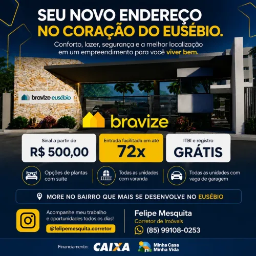Apartamento no Eusébio | Entrada em até 72x | Minha Casa Minha Vida