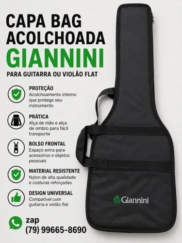Capa Bag Acolchoada Giannini para Guitarra ou Violão Flat