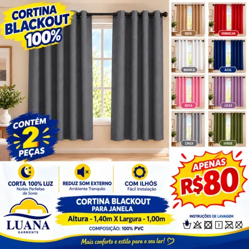 CORTINA BLACKOUT PARA JANELA Altura - 1,40m x Largura - 1,00m