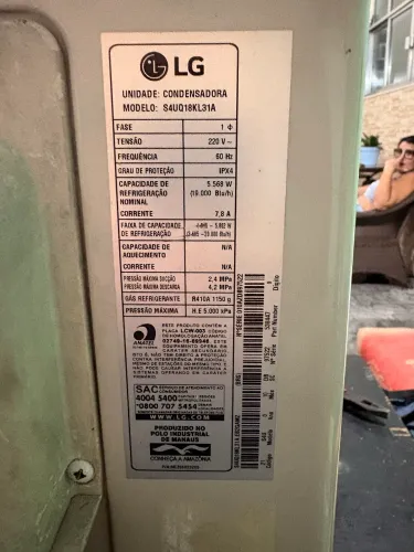 Ar condicionado 18 mil btus dia. Dual inverte (LG)