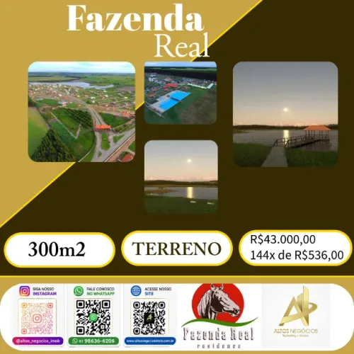 Fazenda Real | Lotes de 300m² em Condomínio Fechado