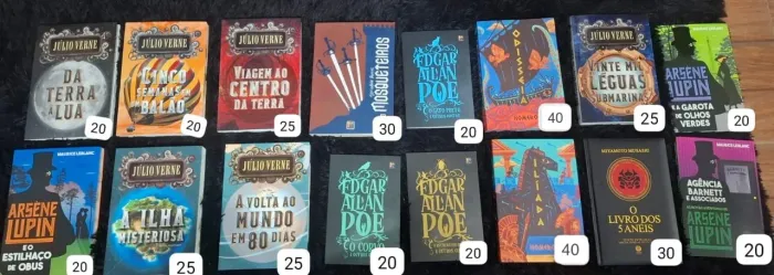 Livros Edgar Allan Poe, Odisseia, Ilíada, Júlio verne, os três mosqueteiros, arsene lupin