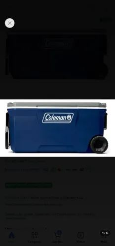 COLLER, CAIXA TÉRMICA AZUL COM TERMÔMETRO DIGITAL E RODAS. 94L COLEMAN 