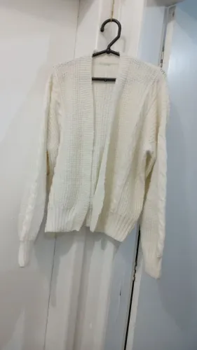 Casaco de lá tricô branco M