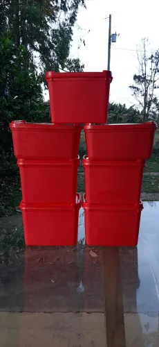 Kit 7 Potes de Plástico Vermelho de Sorvete Com Tampas Pote Organizador Artesanato