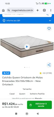 Colchão Queen size ortobom ortotech novo sem uso qualidade