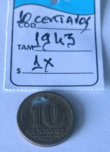 Moeda antiga 10 centavos 1943 série vargas conservação MBC