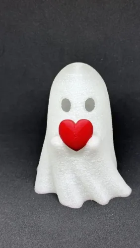 Fantasminha decorativo com coração - impressão 3D 14 cm