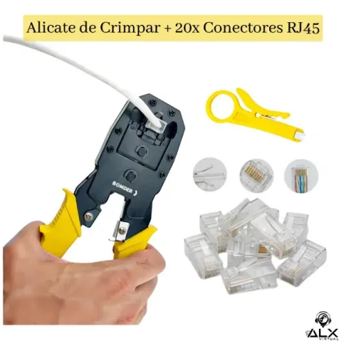 Alicate de Crimpar + 20 Conectores Rj45 Cat5e *ENTREGA GRÁTIS*
