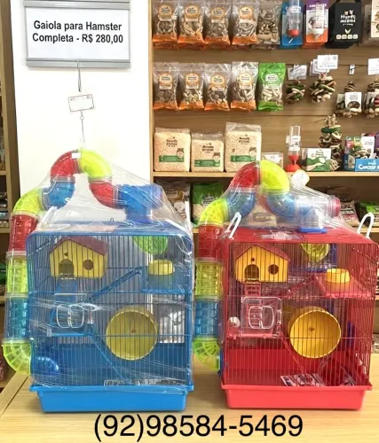Gaiola super luxo com tubos para hamster