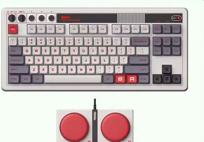 Teclado Mecânico Retrô 8BitDo, Teclado Gamer BT/ 2.4G/USB-C