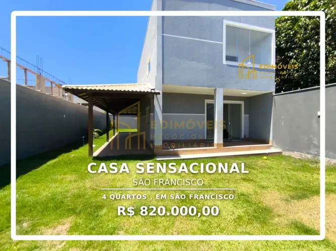 Não Perca! Linda Casa em São Francisco com 4 Quartos e Sala Iluminada