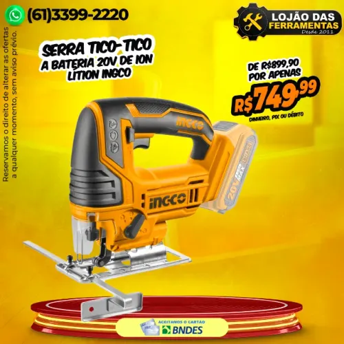 Serra Tico-Tico 20v Bateria de Ion Lítion Ingco