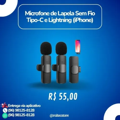 Microfone de Lapela Sem Fio