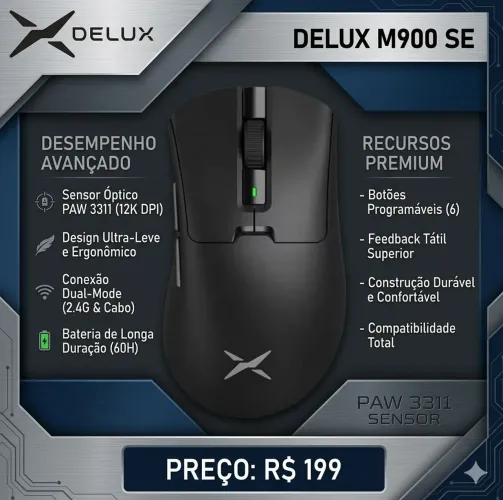 Mouse Sem Fio Delux M900 SE (Original e Lacrado)