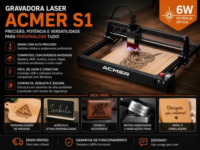 Gravadora Laser ACMER S1 6W - LACRADA