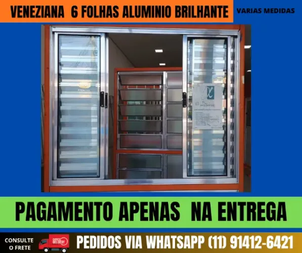 janela aluminio brilhante com 6 folhas completa-1.00x1.20-
