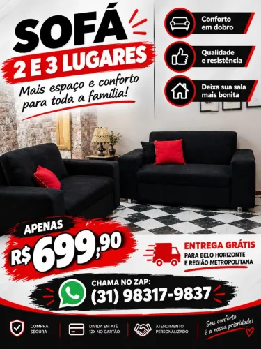 SOFÁ DE ALTA QUALIDADE, FRETE GRÁTIS PARA BH E REGIÃO METROPOLITANA