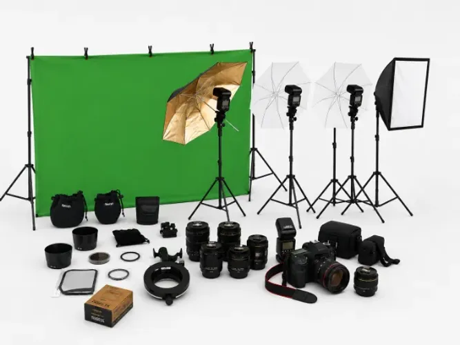 KIT ESTÚDIO FOTOGRÁFICO| câmera + lentes + chroma key + flashs +peças + capas protetoras