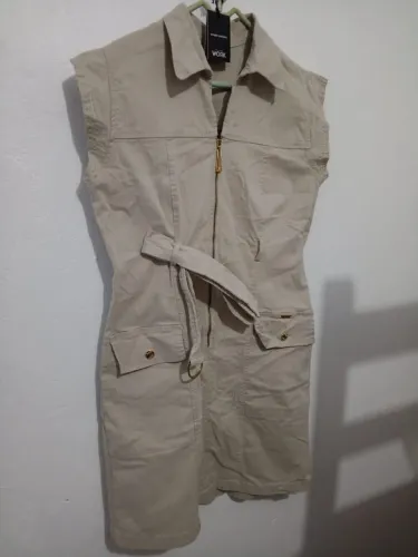 Vestido jeans bege feminino tamanho G