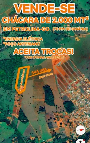 Excelentes chácaras de 2.000 mil metros quadrados em Petrolina de Goiás 