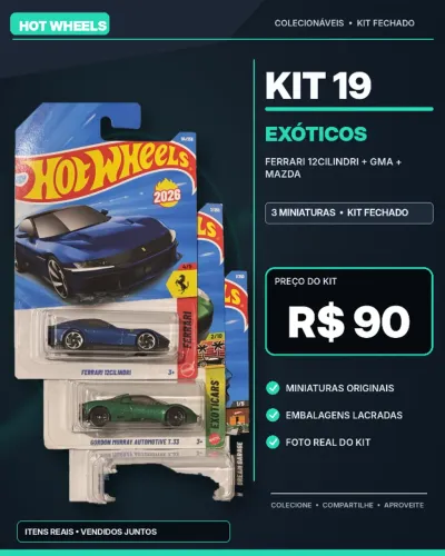 Kit 19 - Hot Wheels Ferrari 12Cilindri GMA T33 Mazda Miata