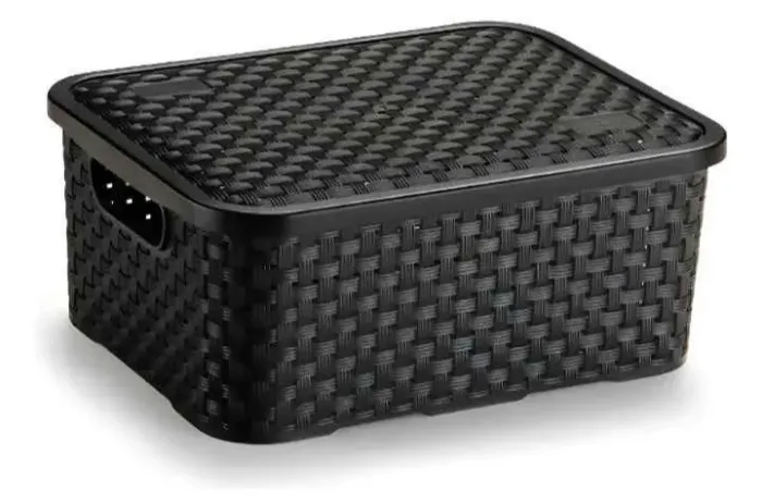 Kit 3 organizadores Rattan com tampa 15 litros ARQPLAST.