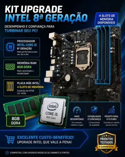 Kit Intel Placa Mãe + I5 8500 + 8GB