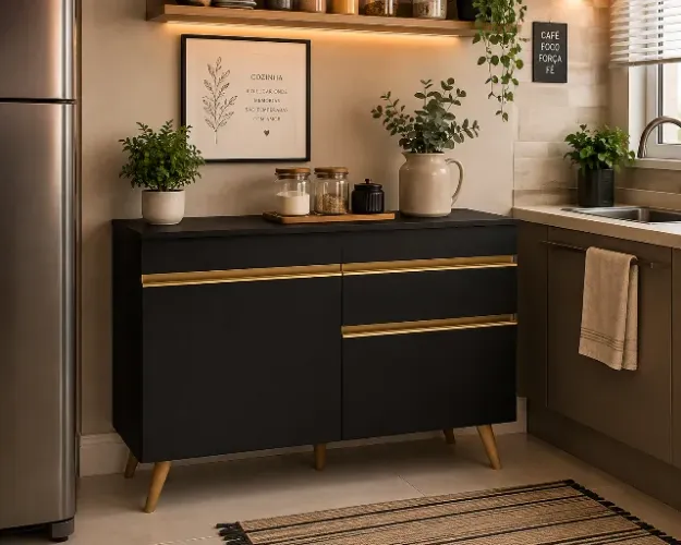 Balcão de cozinha 2Portas 1Gaveta NOVO Preto PROMOÇÃO