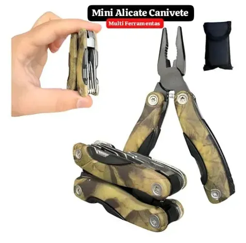 Mini Alicate Canivete Multi ferramentas dobrável com estojo.