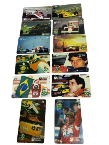 Coleção Completa 12 Cartões Telefônicos Ayrton Senna Telebras 1998 Rara