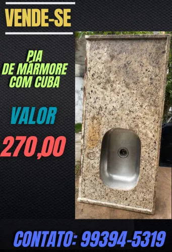 Pia de mármore com cuba