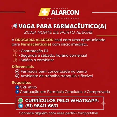 Vaga para Farmacêutico(a)