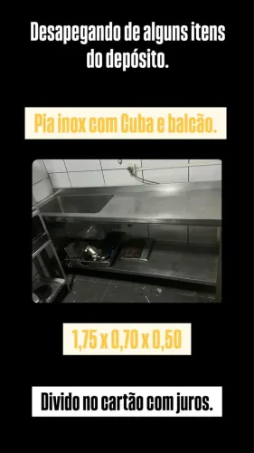 Pia inox cozinha profissional com Cuba e bancada