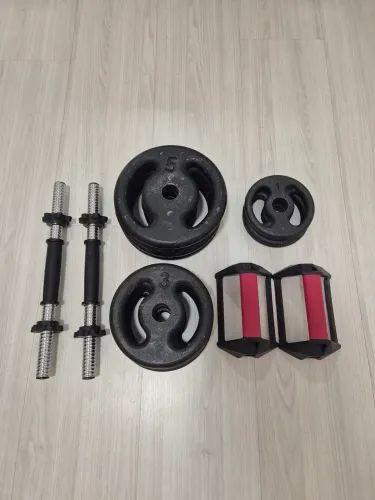 Kit - Par de halter + 36kg de anilha + apoio flexão