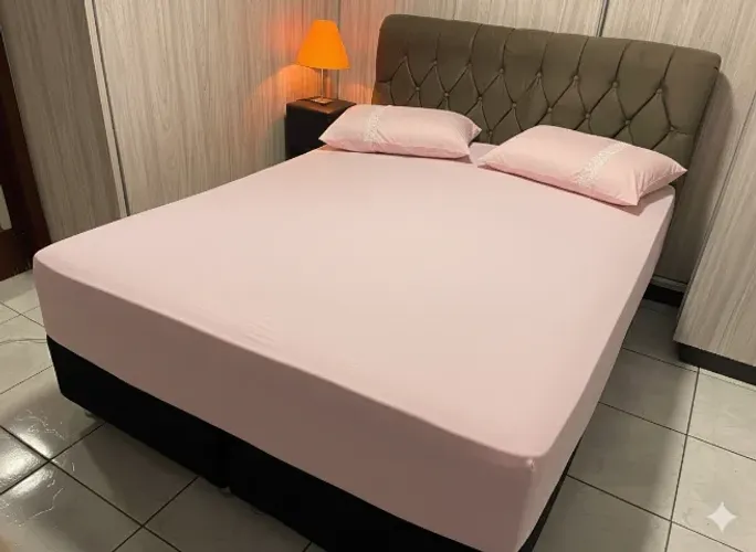 Jogo Lençol Novo Alto Padrão Queen 3 Peças - 100% Algodão - Rosa Bebê