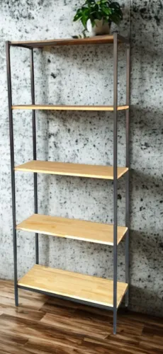 ESTANTE ESTILO INDUSTRIAL EM AÇO + PRATELEIRAS EM PINUS