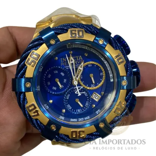 Relógio Invicta Reserve Bolt Zeus Azul Dourado Caixa Original Masculino Luxo Premium