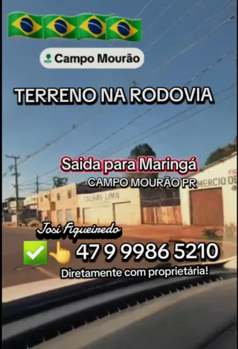 Terreno 960m²/480m² na rodovia/Campo mourão/abaixo do valor de mercado