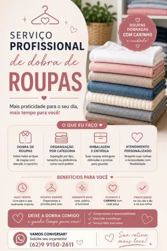 * Dobra e organização de roupas em domicílio