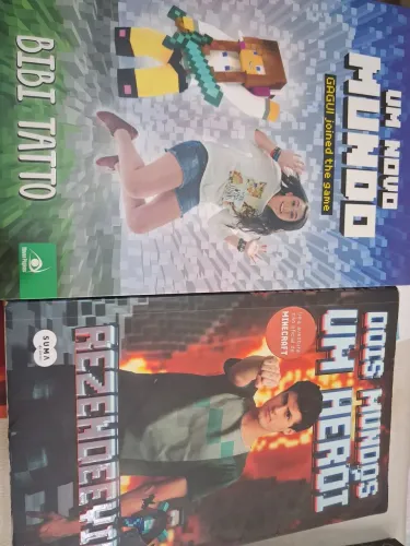 Kit 2 Livros UM NOVO MUNDO MINECRAFT e DOIS MUNDOS E UM HERÓI - REZENDE EVIL E BABI TATTO!