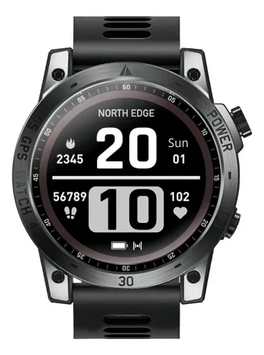 Smartwatch North Edge Crossfit 3 Gps Altím Barômetro 5atm Caixa Preto Pulseira Preto Bisel