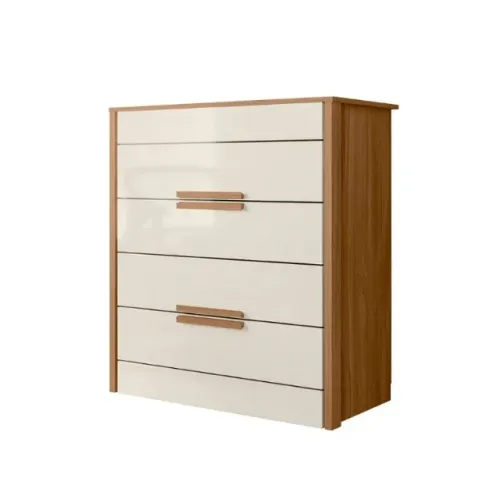 Cômoda Com 4 Gavetas 86x103cm Dhara Moval Cor:freijó/off White - Blush
