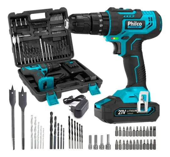 Parafusadeira Furadeira de Impacto Profissional 21V 3/8 10mm Philco PPF21MF